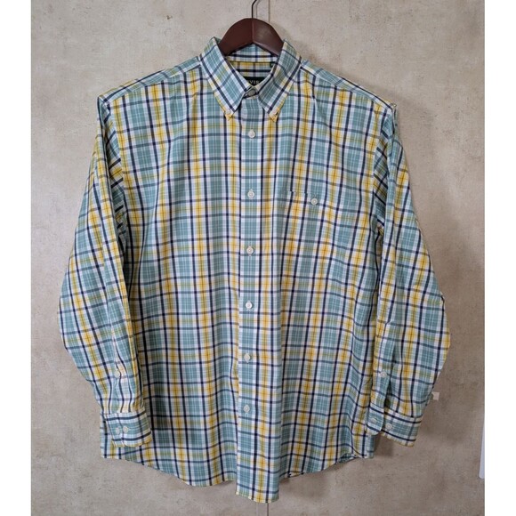 Orvis Shirt Men's XL Plaid Button Down Green Yellow Preppy Casual Pocket - Picture 2 of 8